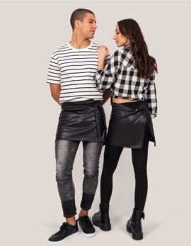 Grembiule corto in ecopelle nero "Berlino"