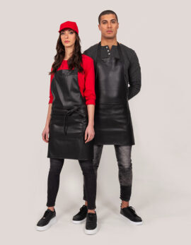 Grembiule con pettorina in ecopelle nero "Tokyo"