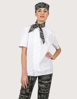 Unisex White Chef Jacket in Microfiber “Alan”