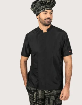 Black unisex chef jacket in microfiber "Alan"