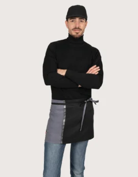 Coppia di grembiuli corti "Denver" doppio colore grigio-nero