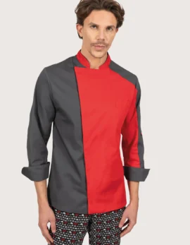 Unisex Grey-Red Two-Tone Chef Jacket "Everest"