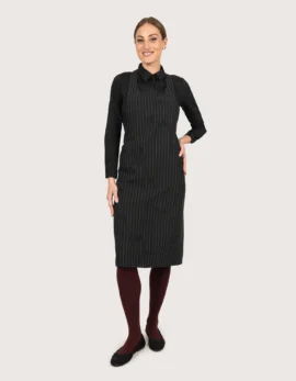 Grembiule lungo "Fabian" gessato nero & bordeaux