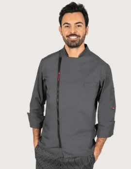 Unisex Grey Chef Jacket with Quick Zip "Fast"