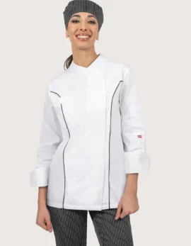 Frida Women's Chef Jacket in White Cotton
