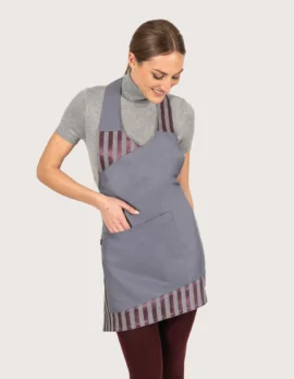 Grembiule "Malta" grigio & riga viola