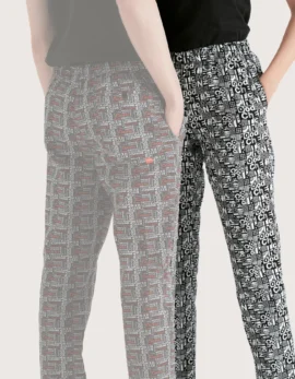 Pantaloni cuoco "Milton" fantasia "Black and White"
