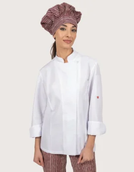 Women’s White Microfiber Chef Jacket "Nora"