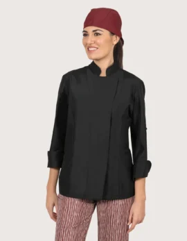 Women’s Black Microfiber Chef Jacket "Nora"