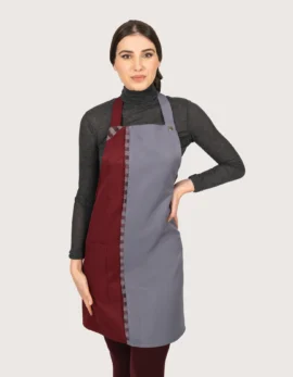 Grembiule sala/bar con pettorina Bordeaux-Grigio "Oslo"