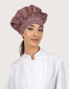 Chef Hat “Palmas” – “Bordeaux Stripe” Pattern (2 pcs)