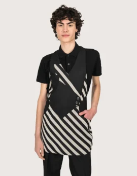 Grembiule "Panarea" nero & riga grigio perla