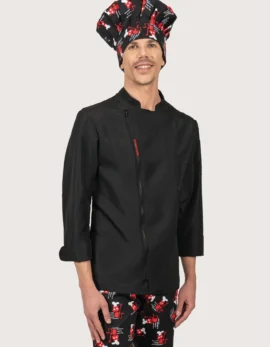 Unisex Black Microfiber Chef Jacket “Rian”