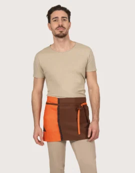 Grembiule corto marrone & arancio 2 pz "Roger"