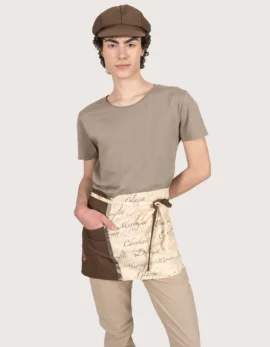 Grembiule corto "Roger" fantasia "Caffè & Crepes" a scelta