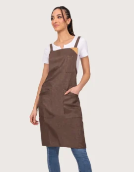 Grembiule con allacciatura incrociata "Shabby"- naturale o marrone a scelta