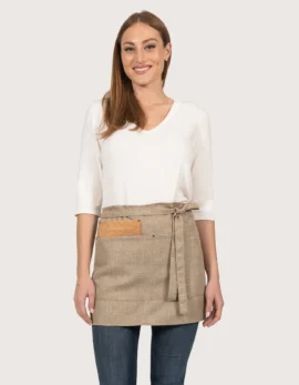 Grembiule corto con tasca in sughero "Shabby"- naturale o marrone a scelta