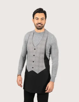 Grembiule "Simon" nero con pettorina/gilet Principe di Galles