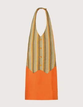 Grembiule "Simon" arancio con pettorina/gilet a fantasia