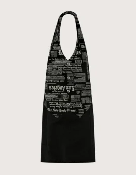 Grembiule nero "Simon" con pettorina/gilet fantasia "giornale"