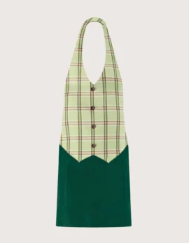 Grembiule verdone "Simon" con pettorina/gilet scozzese