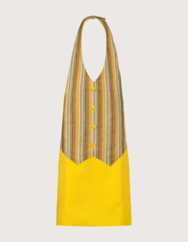 Grembiule giallo "Simon" con pettorina/gilet a fantasia