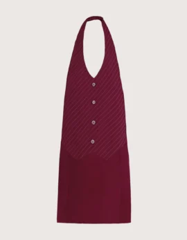 Grembiule "Simon" bordeaux con pettorina/gilet gessato