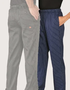 Pantaloni unisex cuoco gessato blu "Sirio"