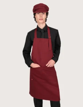 Grembiule bordeaux con pettorina regolabile con fibbia "Tiffany"