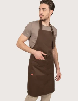 Grembiule marrone con pettorina regolabile con fibbia "Tiffany"