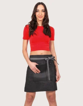 Grembiule in denim con inserti in eco pelle nero "Torres"