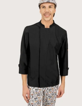 Unisex Black Microfiber Chef Jacket “Victor”