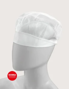 Women’s White Kitchen Cap with Mesh – “Iside” (Pack of 3)