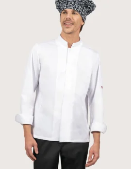 Unisex White Chef Jacket with Mandarin Collar "Zugo"