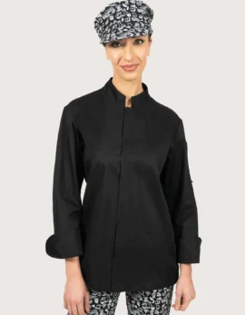 Unisex Black Chef Jacket with Mandarin Collar "Zugo"